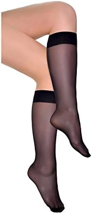 Malva Lady's Sheer Knee High Stockings 5 Pairs (Black)
