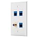 IBL-4 Port Wall Plate with Gold-Plated Coaxial TV Cable F Type + 3 Port Cat6 Ethernet Female to Female Jack in White