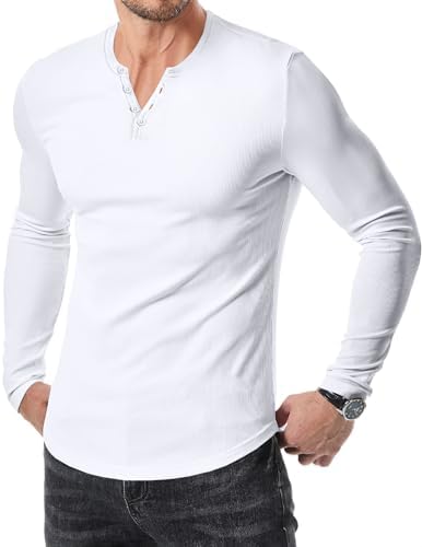 JMIERR Muscle Shirts for Men Slim Fitted T Shirt V-Neck Casual