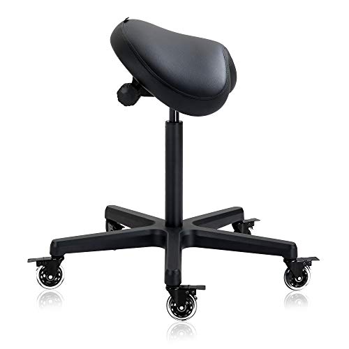 DR.LOMILOMI Premium Tall Ergonomic Saddle Swivel Rolling Hydraulic Height Adjustable Stool Chair with Lockable Wheels for Clinic Surgeons Spas Beauty Salon Dentist Home Office