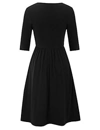 Hanna Nikole - Vestido de mujer con mangas 3 4 y botones y bolsillos