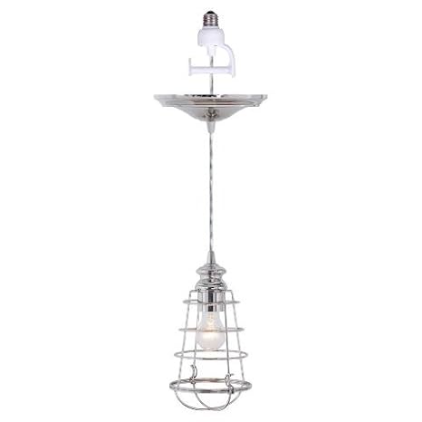 Worth Home Products Instant Screw In Pendant Light With Wire Cage