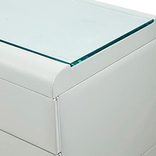 Zuri Furniture Modern Siva Light Grey Leatherette Upholstery Side Table