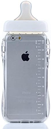 DStores For iPhone 6 Plus/6s Plus 5.5 inch Case, Transparent Premium Flexible Baby Bottle Milk Cartoon Silicone Cute 3D Feeding Soft TPU Cover Case - White