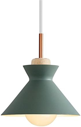Nordic Modern Pendant Ceiling Light Nordic Macaron Aluminum+Wood Chandelier Fixture Kitchen Pendant Lighting Living Room Pendant Lighting-UL Certification (Green-B)