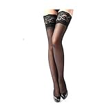 FUNOC Women's Lace Top Sheer Thigh High Silk Stockings
