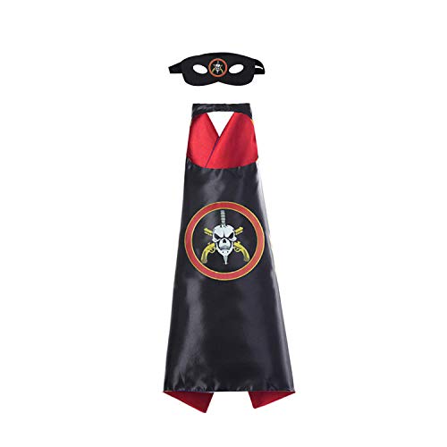 Kids Superhero Capes,Cartoon Dress Up Costumes Satin Capes with Felt Masks for Kids(4 Capes) Black