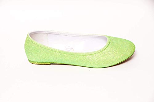 green glitter flats