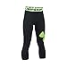 Under Armour Boys' HeatGear Armour Logo ¾ Leggings, Black /Fuel Green, Youth Medium