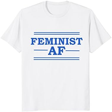 Mens Retro Feminist AF Shirt Feminism T Shirt Blue Tee Medium White
