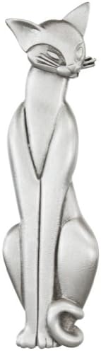 Animal World - Cat Sitting Long Body Metal Pin Silver