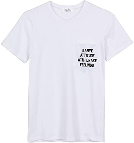 Freshtops Women's Kanye Attitude Drake Feeling Pocket T shirt S White