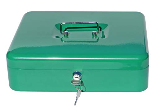Cash Box with Money Tray | Petty Cash Lock Box | Tiered Design with Cash Tray for Bills and Coins | Portable Money Box | Ideal for Cash Registers and Petty Cash | Secure Lock with 2 Keys | Scout Green - Thumbnail 4