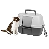 IRIS USA Large Hooded Corner Cat Litter Box with