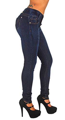 Colombian Design, Mid Waist, Butt Lift, Levanta Cola, Skinny Jeans in Dark Blue Size 13