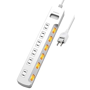 エレコム 電源タップ 6個口 3m 雷ガード 個別スイッチ ほこりシャッター付 耐熱 PSE技術基準適合 ホワイト T-K6A-2630WH