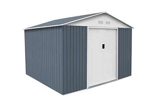 GARDIUN KIS12962 – Häuschen aus Metall, 7,74 m², außen, 241 x 321 x 205 cm, verzinkter Stahl, Anthrazitgrau