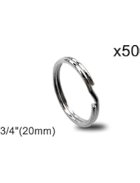 Key Ring/Key Chain, 50 Pack 3/4 inches 20mm Split Round Metal Silver Keyring for Home/Car/Outdoor/Arts/Lanyards/CraftsKeys Organization