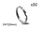 Key Ring/Key Chain, 50 Pack 3/4 inches 20mm Split Round Metal Silver Keyring for Home/Car/Outdoor/Arts/Lanyards/CraftsKeys Organization