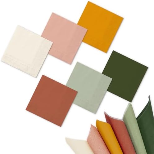 Whaline Cocktail-Servietten, 120 Stück In 6 Pastellfarben, 12,7 X 12,7 Cm – Für Party, Bar & Zuhause