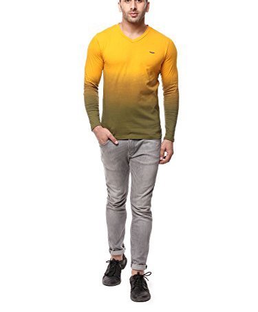 gritstones yellow full sleeve v neck t shirt gsfsombvnckyell