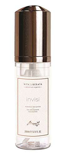 Invisi Sunless Tanning Mousse - VITA LIBERATA Invisi Clear Foaming Self Tan Water, Organic, Natural and Vegan Fake Tan Medium-Dark 6.76 fl. Oz.