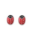 Sterling Silver Red Lady Bug Girls Stud Earrings