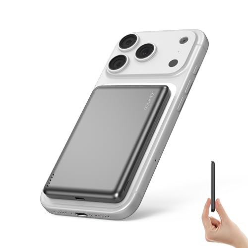 CHARCO 5000mAh Power Bank Inalámbrico 15W, Cargador Portátil USB C PD 20W Magnético Carga Rápida, Cargador Inalámbrico para Magsafe Compatible con iPhone 16/15/14/13, Samsung y AirPods