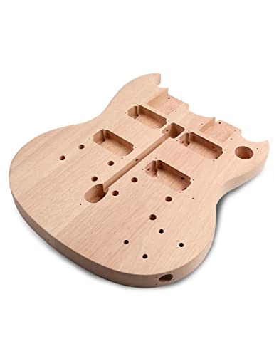 DIY Unfinished Tele Style Electric Guitar Kit - Mahogany Body, Maple Neck - Build Your Own Guitar