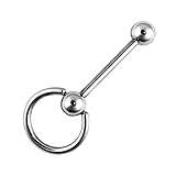 Steel Barbell w/Enslaved Ring and 5mm Balls 14, 12, 10 Gauge