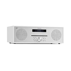 auna Silver Star CD-DAB CD-speler met DAB + en FM-radio – slot-in CD-speler, CD-radio, Bluetooth, 2 x 20 watt max. , USB, AUX-IN, hoofdtelefoonuitgang, aluminium, incl. Afstandsbediening, wit