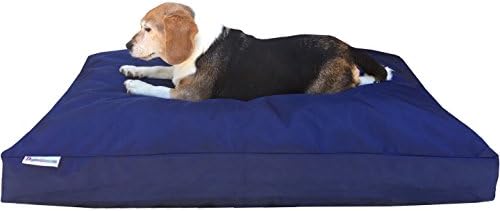 dogbed4less Medium Shredded Memory Foam Dog Bed Pillow with Waterproof Liner and Heavy Duty Nylon Cover 37X27 Inches, Blue