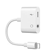 Hightning Jack Headphone Adapter for lphone7/7Plus lpod/lpad/X lphone 8/8Plus 2 in1 Earbuds Audio to 3.5mm Splitter Adaptor Headset Earphone Support Audio + Charge Compatible all lOS Systems