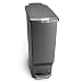 simplehuman 40 Liter / 10.6 Gallon Slim Kitchen Step Trash Can, Grey Plastic With Secure Slide Lock