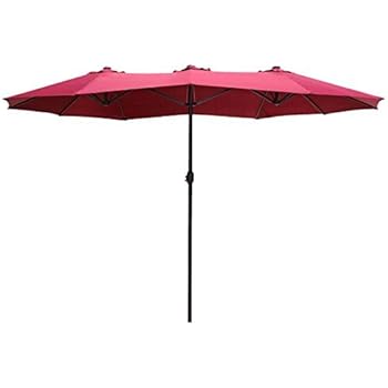 umbrella sided burgundy papillon aluminum double outdoor crank patio ft le market table