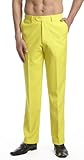 CONCITOR Men's Dress Pants Trousers Flat Front Slacks YELLOW