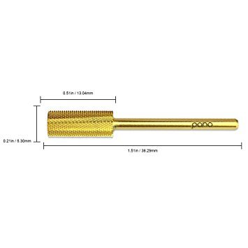PANA 3/32" Shank Size Professional - Flat Top Small Barrel Gold Carbide Extra Fine Grit - Nail Drill Bit for Dremel Machine