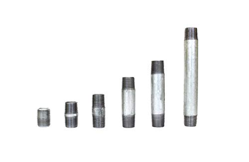 CMI Inc 3/4" X 6" 10 Pack Industrial Galvanized Steel Pipe Nipple, Pipe Connector For Vintage DIY Furniture Home Pipe Decor,3/4 Inch Galvanized Threaded Pipes and Pipe Fittings (3/4" X 6") - Thumbnail 2