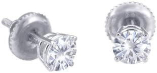 Beautiful! 14K White Gold Threaded Screw Back Pair 4.5mm Each Forever Classic Moissanite (0.58CT TW Actual Weight, 0.66CT TW Diamond Equivalent Weight) Round 4 Prong Stud Earrings