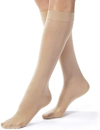 Terramed Women's USA Made Sheer Graduated Compression Socks 20-30 mmHg Firm Pressure Medical Quality Ladies Knee High Support Stockings Circulation Hose (Beige, Medium)