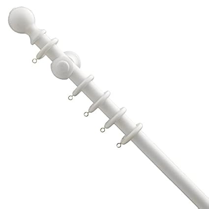 Universal Wooden 35mm Complete Curtain Pole Set White 180cm