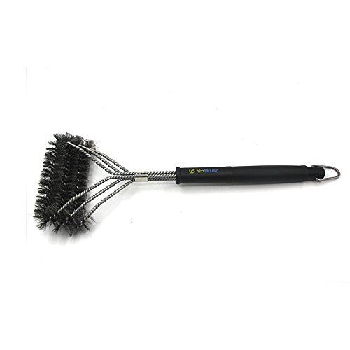 Little World Ym Brush 18" Stainless Steel Heavy Duty BBQ Grill Cleaning Brush,3-in-1 Design for 360Â° Easy Cleaning-Soft Comfortable Handle& Scraper for Grill Cooking Grates (18" Horizontal Head)