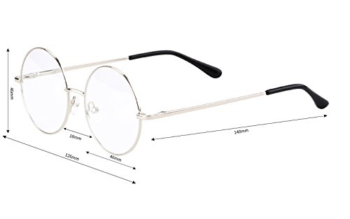 Agstum Retro Round Prescription ready Metal Eyeglass Frame (Medium Size) (Silver)