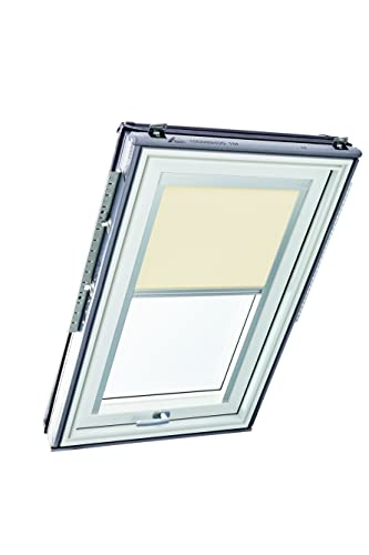 Original Roto Rollo Exclusiv ZRE für Roto Dachfenster - Führungsschiene Silber - Tageslichtrollo Baureihe Designo R6/R8, i8 und Classic 64/84 - Größe 094/098 | 09/09 - Stofffarbe Beige