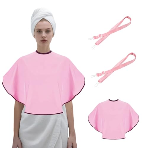 Sulieschen Waterproof Shower Sling for Shoulder Surgery Recovery & Mastectomy Shower Cover with Drain Pockets – Post Surgery Shower Protection Cape, Mastectomy Recovery Supplies（Pink）