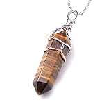 Natural Gemstone Pendant Necklace Healing Crystal Quartz Reiki Chakra Gem Stones 18-20 Inch Women Girls Men Birthday Gifts