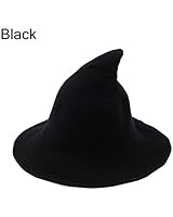 Goocheer Halloween Wool Witch Hat Wide Brim Foldable Pointed Cap Headwear Fancy Costume (22.4 inch, Black)