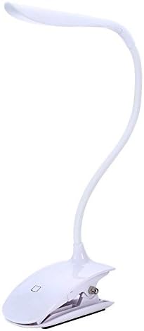 Virocana Table Lamp-USB Rechargeable Dimmable Portable Led Flexible Neck Eye -care Reading Studying Working Light Clip Light(White)