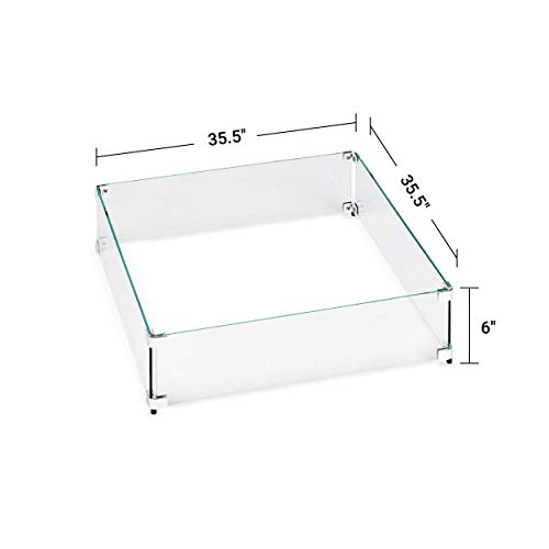 American Fireglass Tempered Glass Flame Guard for 30" Square Drop-in Fire Pit Pan