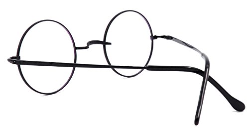 Agstum Pure Titanium Retro Round Prescription Eyeglasses Frame (Without Nose Pads) (Black, 44mm)